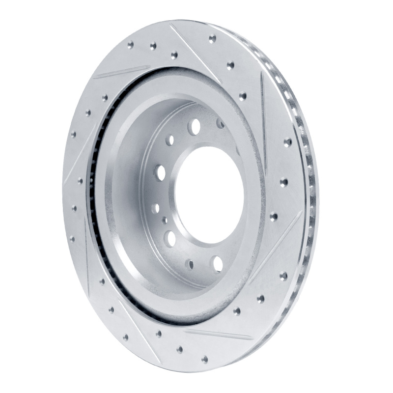 Lexus LX600 Brake Rotor (1) - Rear Left - R1 Concepts - Drilled & Slotted - Silver - `22-`25
